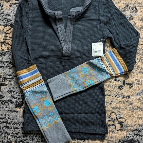 Anthropologie We the Free Top Mikah Layering Cuff Black Combo XS - Picture 3 of 9